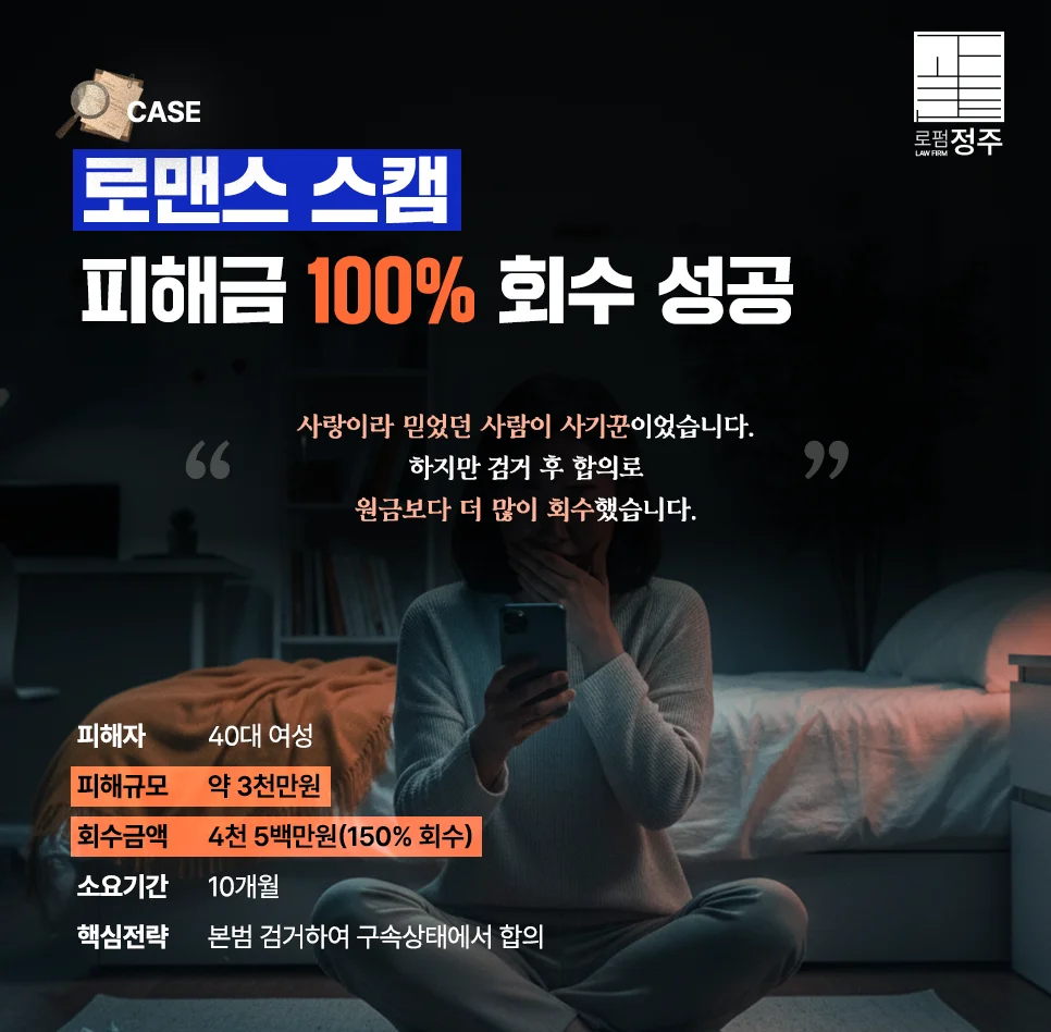 40대 여성 로맨스 스캠 4천 5백만원 회수 성공사례